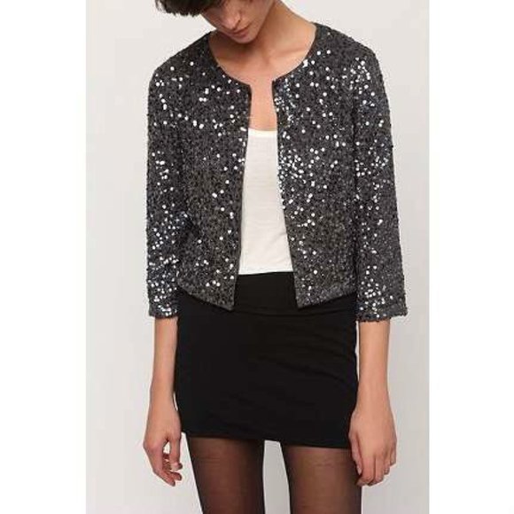Silence + Noise grey sequin jacket - Picture 1 of 4